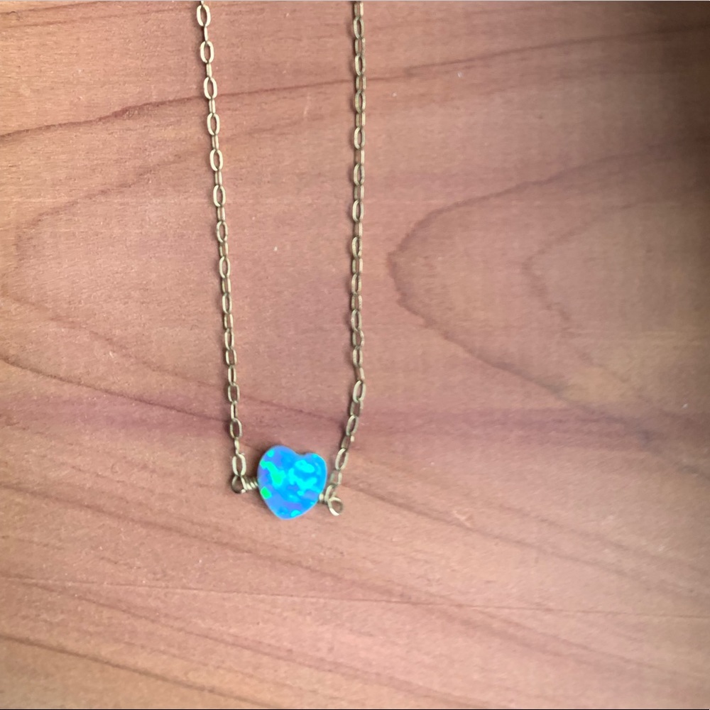 Tiny Opal Pendant Heart Necklace
